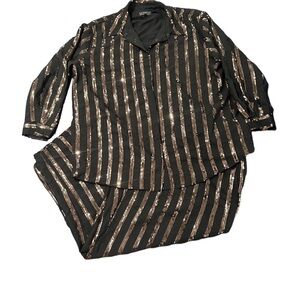 Eloquii Black and Gold Striped Set